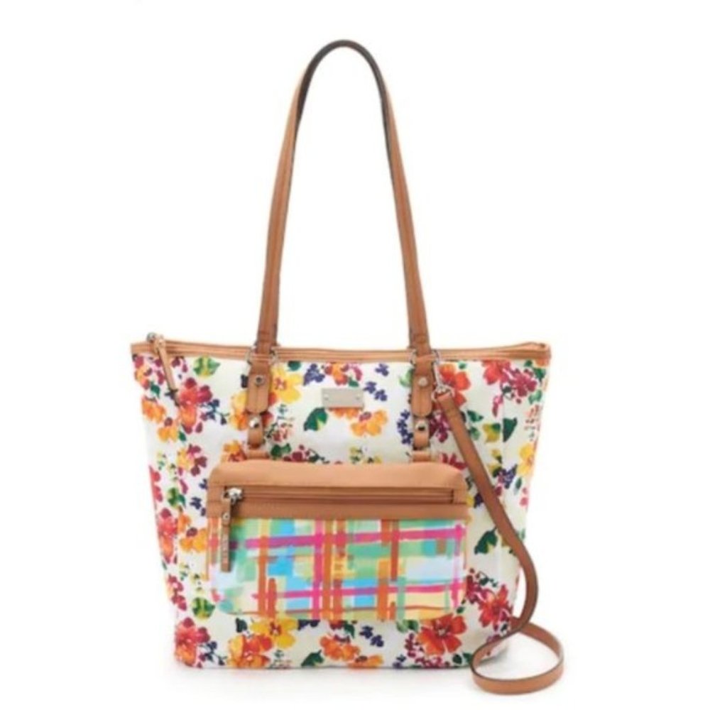Floral tote with removable bag